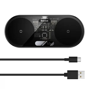Бездротова зарядка Baseus Digital LED Display 2in1 20W Black, WXSX010101