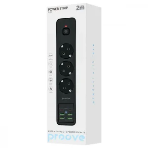 Сетевой фильтр Proove Power Strip P-03 (3 розетки + 4 USB + 2 Type-C) 2М Black (PSP342420001)