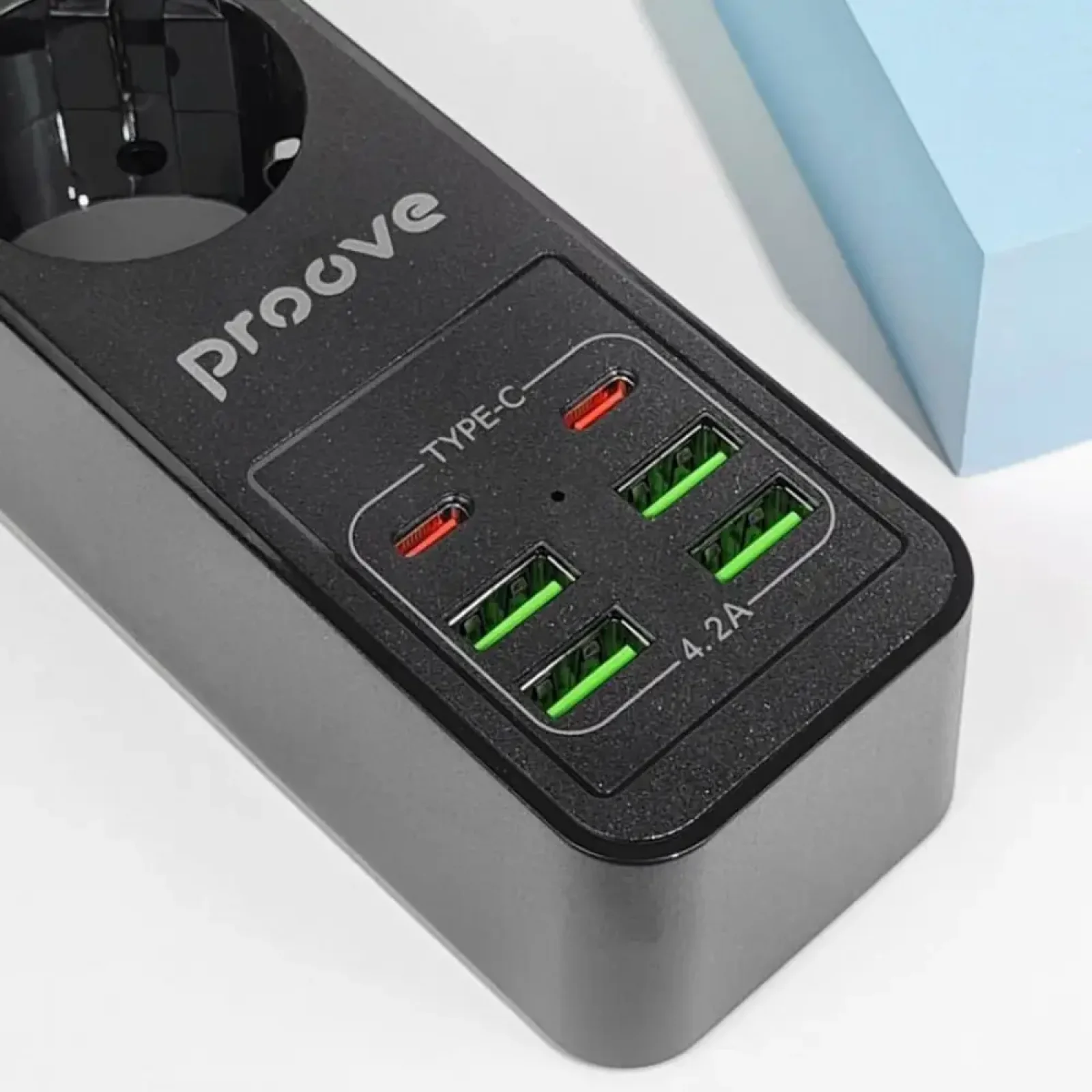 Сетевой фильтр Proove Power Strip P-03 (3 розетки + 4 USB + 2 Type-C) 2М Black (PSP342420001)