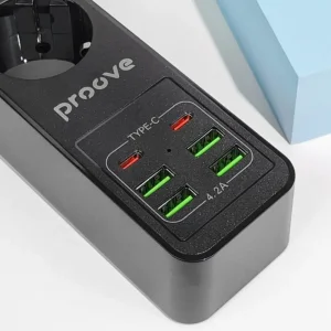 Сетевой фильтр Proove Power Strip P-03 (3 розетки + 4 USB + 2 Type-C) 2М Black (PSP342420001)
