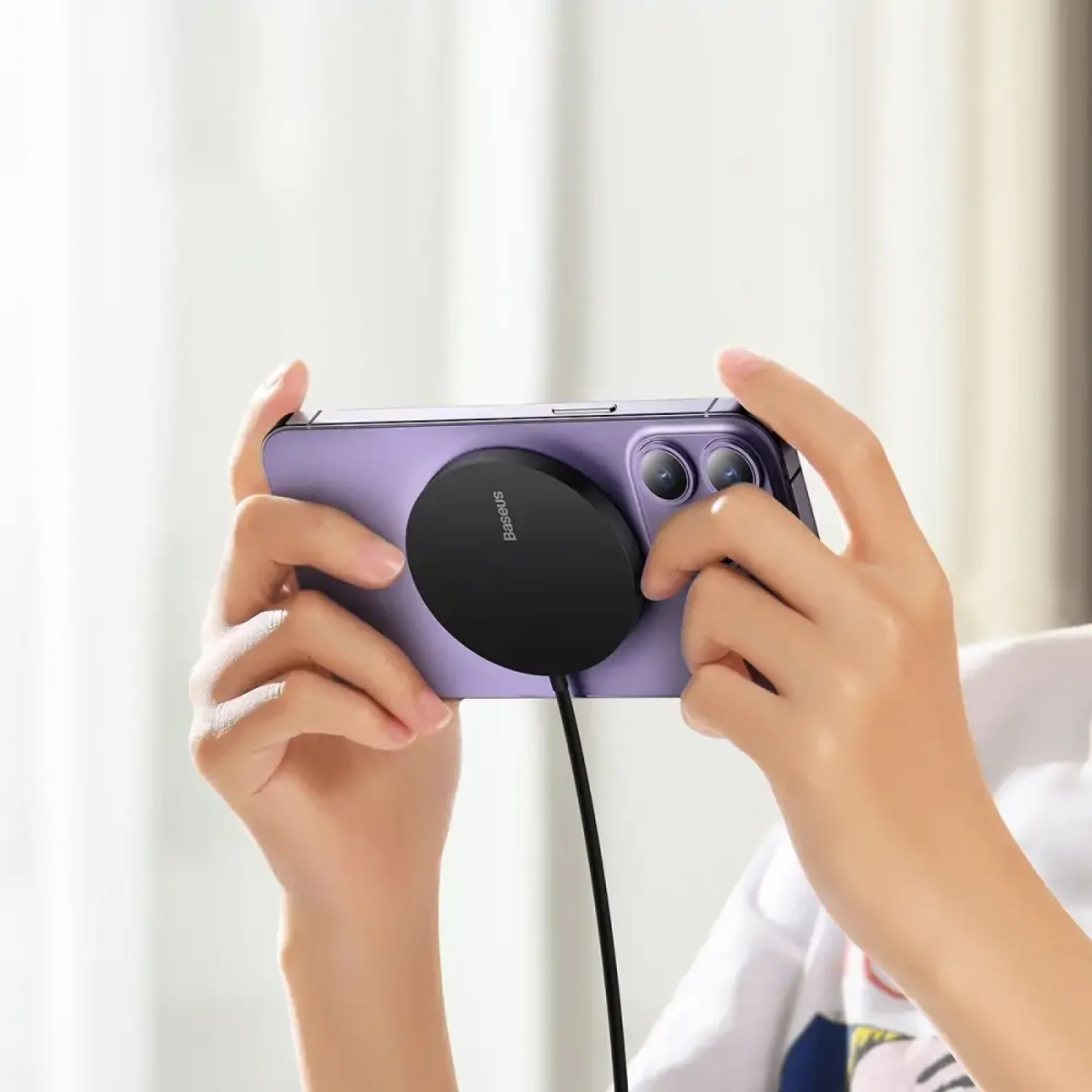 Беспроводная зарядка Baseus Simple Mini3 Magnetic Wireless Charger 15W Purple, CCJJ040205