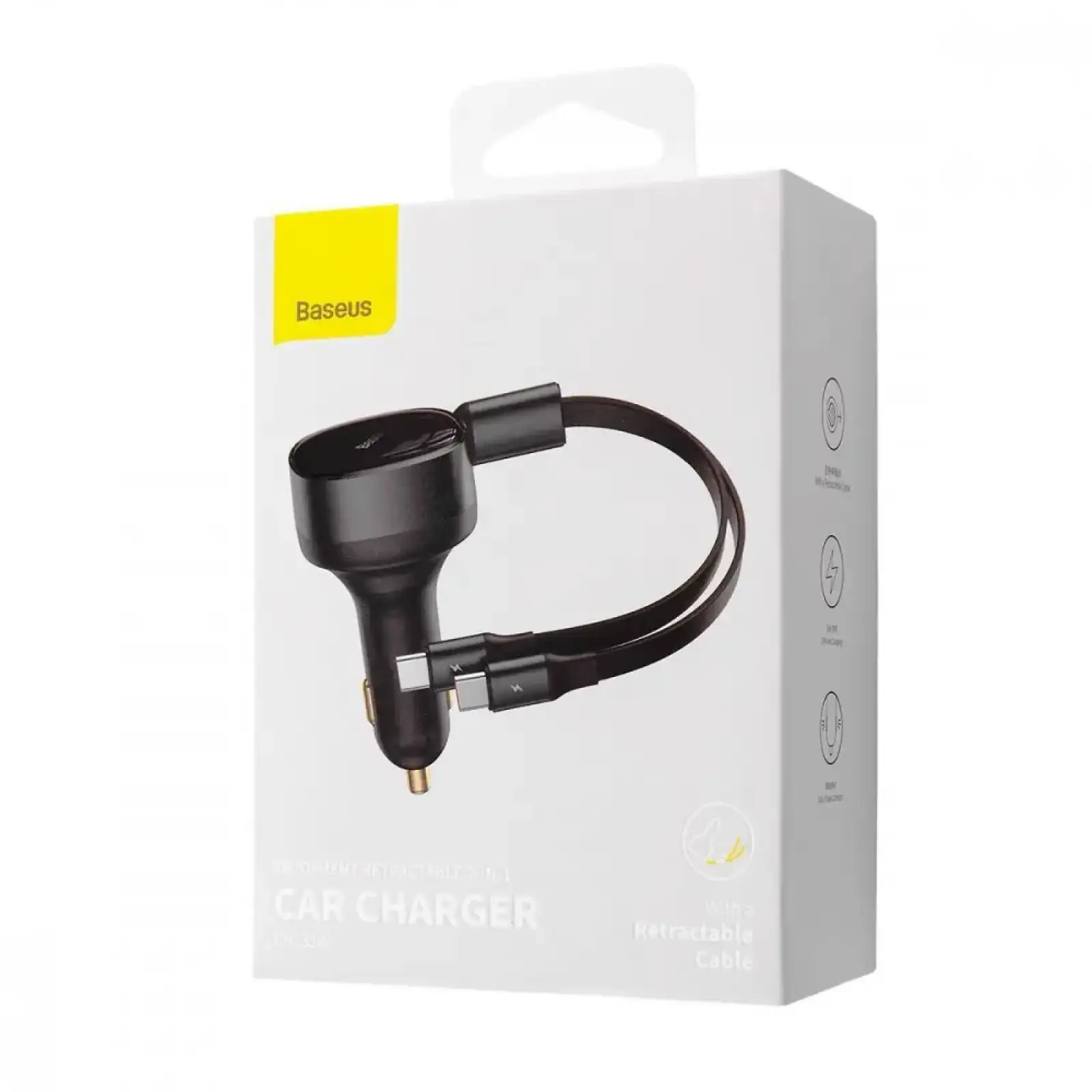 АЗП Baseus Enjoyment 33W + Retractable 2хType-C Cables Black