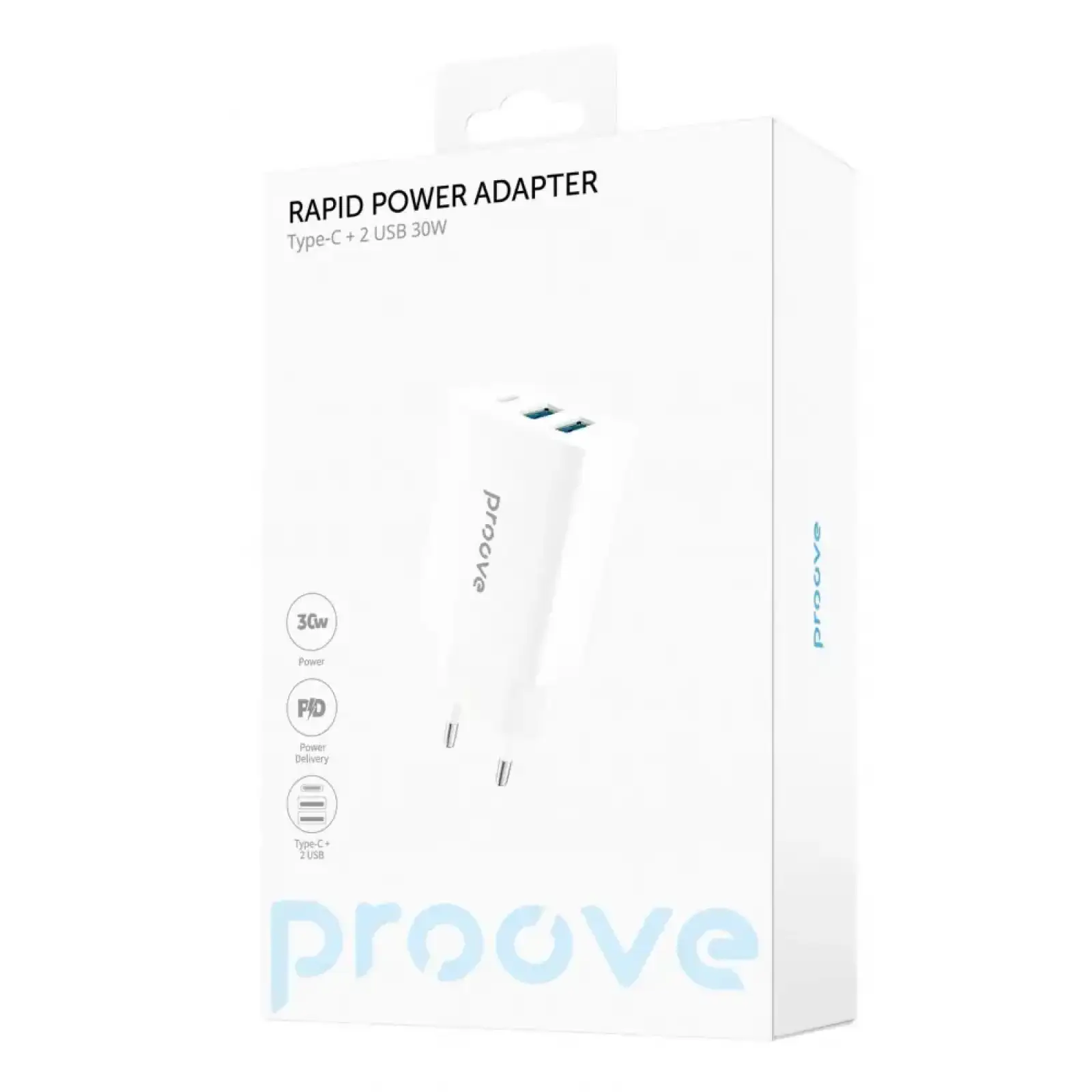 СЗУ Proove Rapid 30W (2 USB + Type-C) White, WCRP30210002