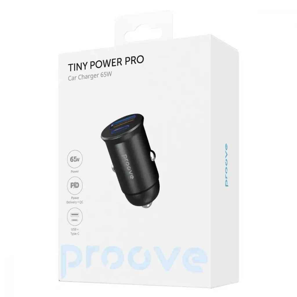 АЗП Proove Tiny Power Pro 65W (USB + Type-C) Black