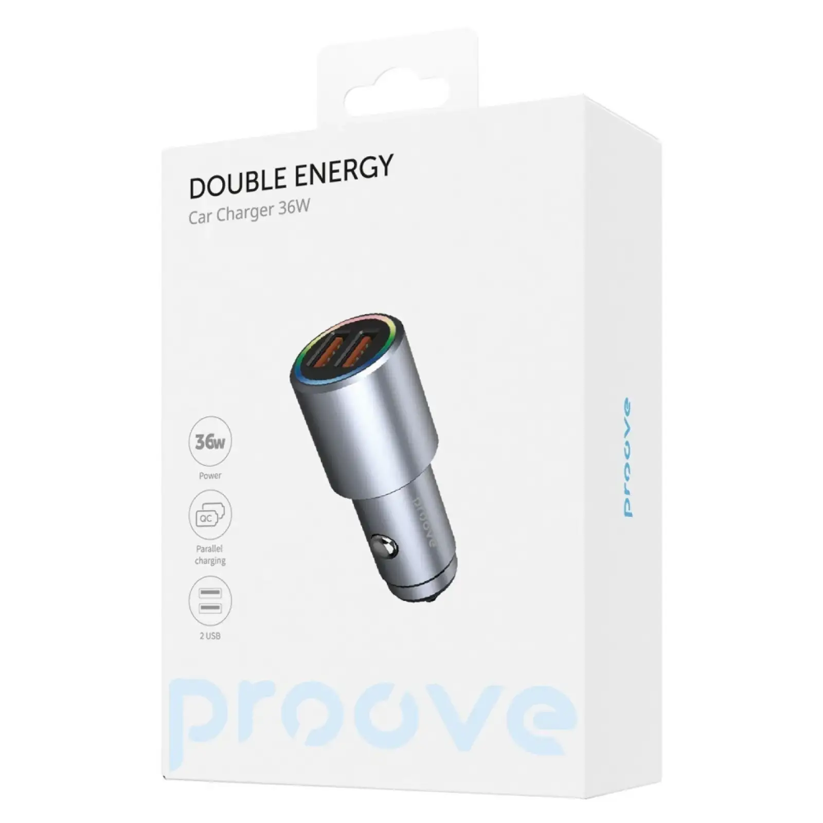 АЗП Proove Double Energy 36W (2 USB) Metal Gray