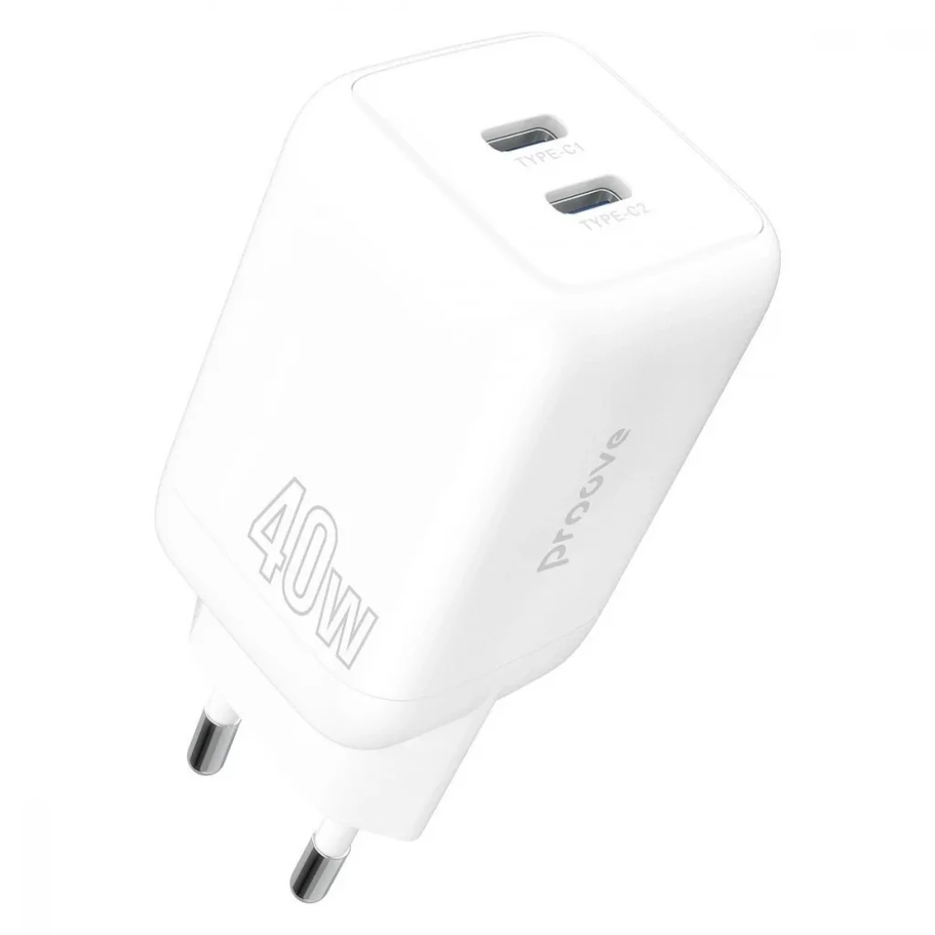 СЗУ Proove Silicone Power 40W (Type-C + Type-C) White, WCSP4020002