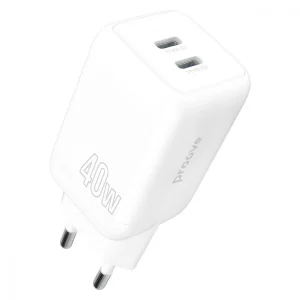 СЗУ Proove Silicone Power 40W (Type-C + Type-C) White, WCSP4020002