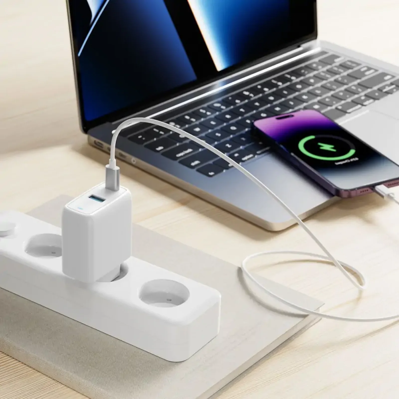 СЗУ Proove Silicone Power 45W (Type-C + USB) White, WCSP45110002