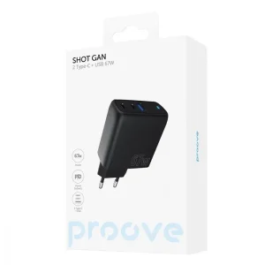 СЗУ Proove Shot GaN 67W (2Type-C + USB) Black, WCSG67120001