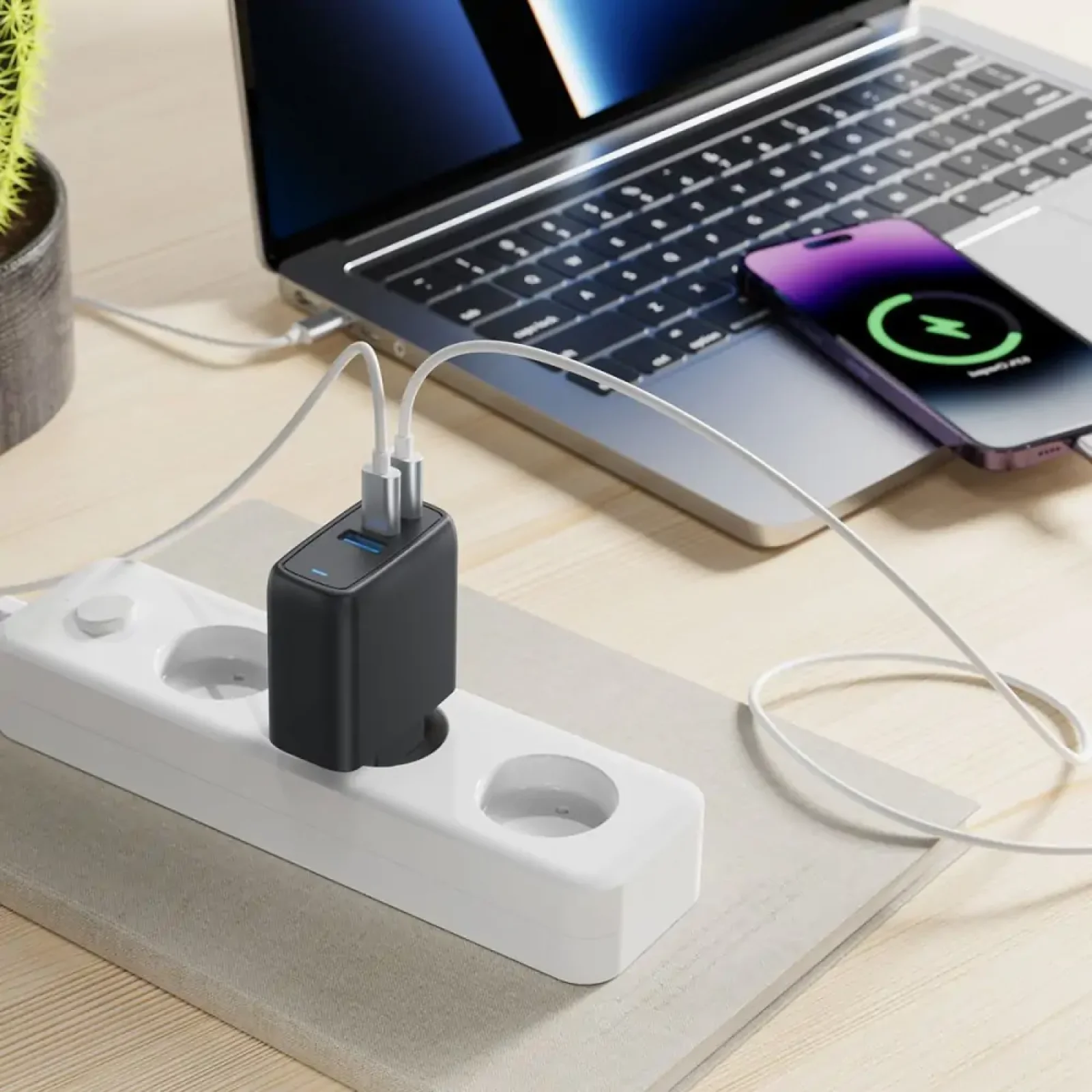 СЗУ Proove Shot GaN 67W (2Type-C + USB) Black, WCSG67120001