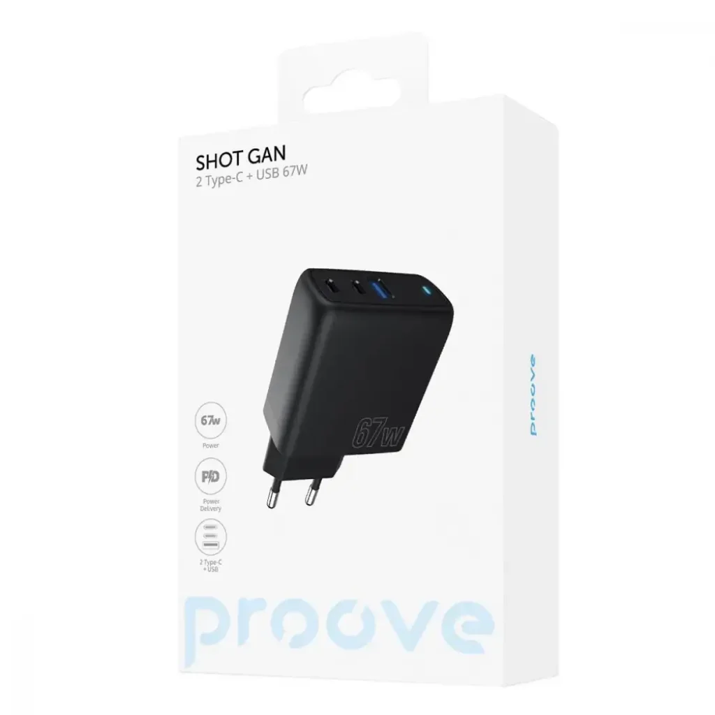 СЗУ Proove Shot GaN 67W (2Type-C + USB) White, WCSG67120002