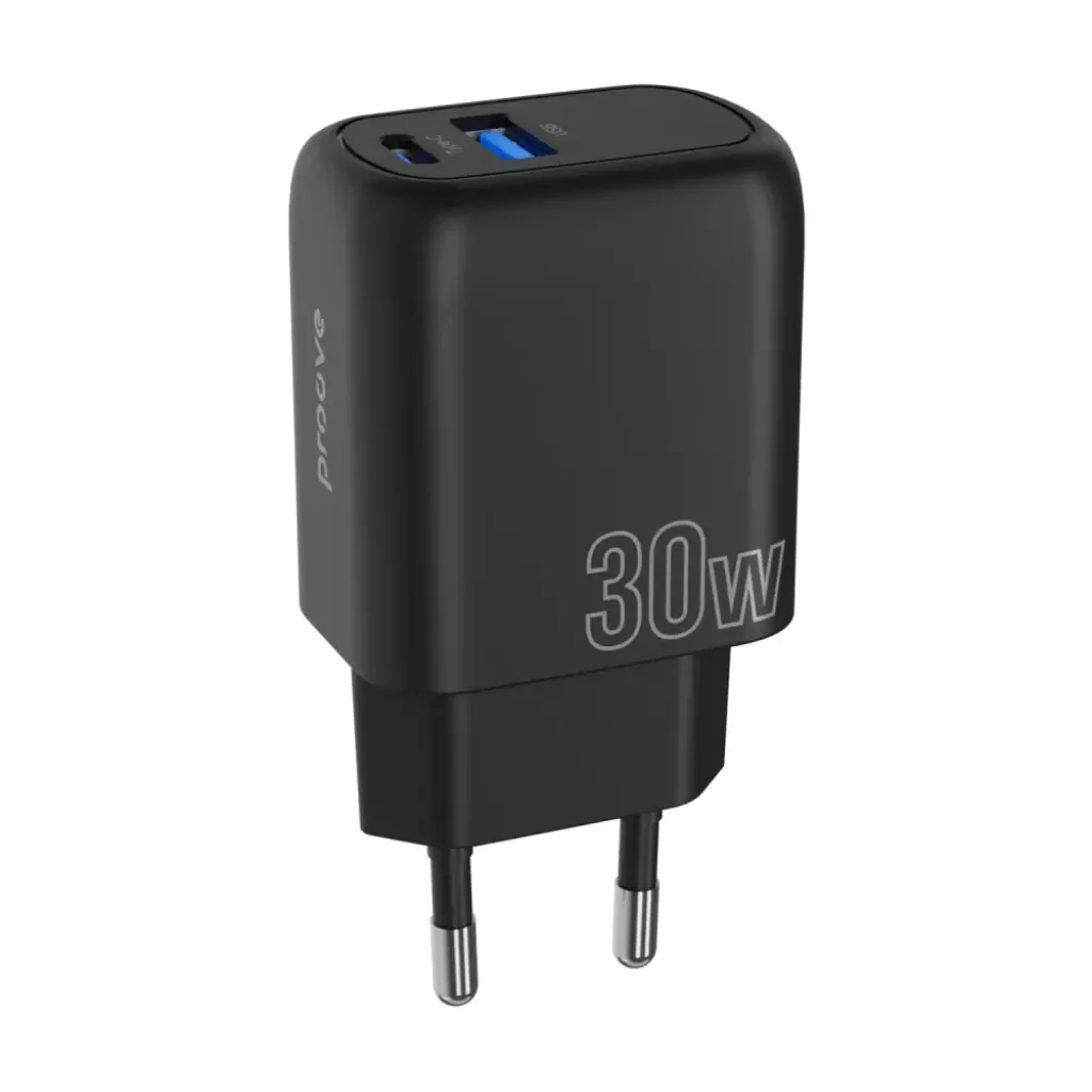 СЗУ Proove Silicone Power Plus 30W (Type-C + USB) Black, WCSP3011001