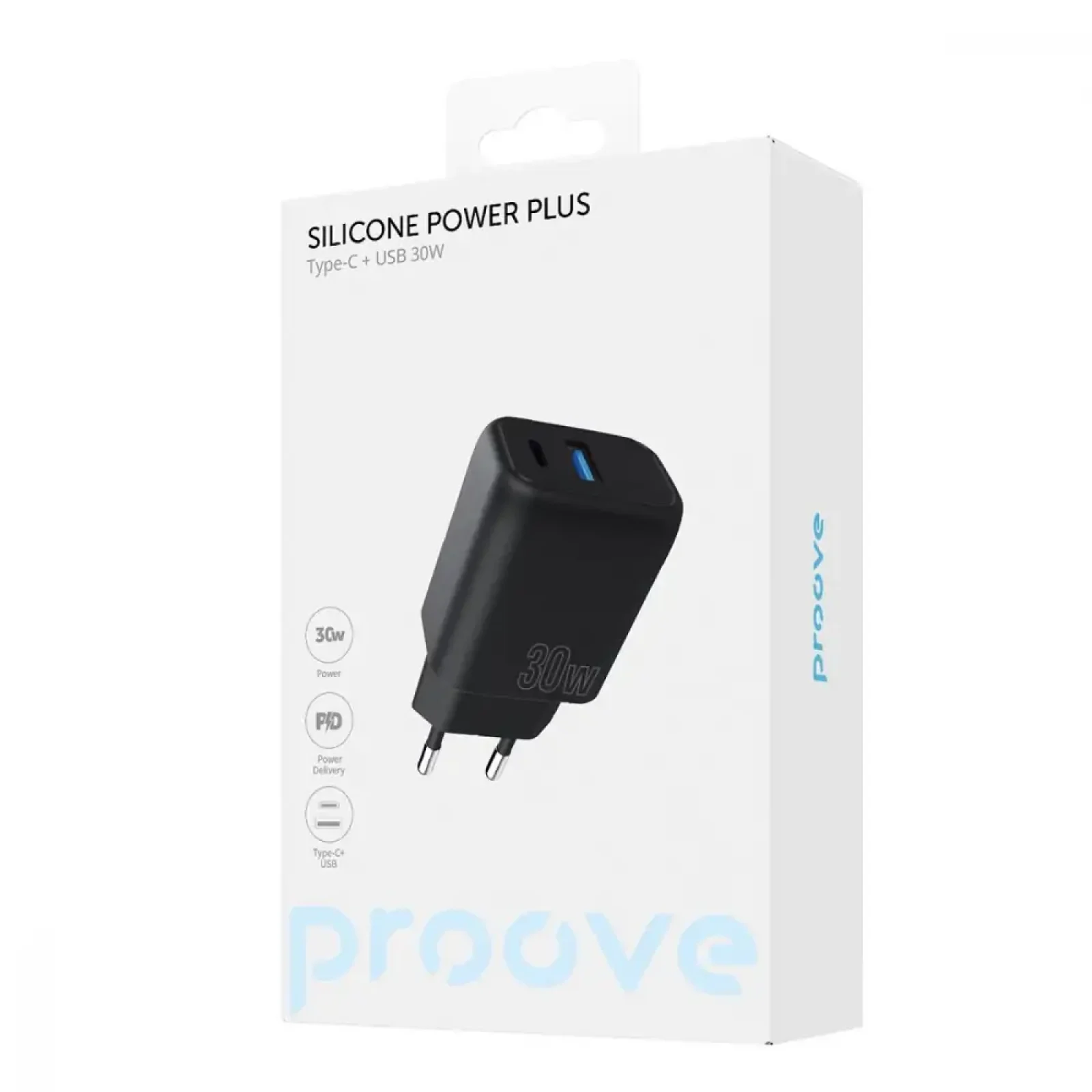 СЗУ Proove Silicone Power Plus 30W (Type-C + USB) White, WCSP3011002