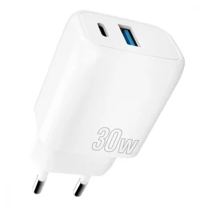 СЗУ Proove Silicone Power Plus 30W (Type-C + USB) White, WCSP3011002