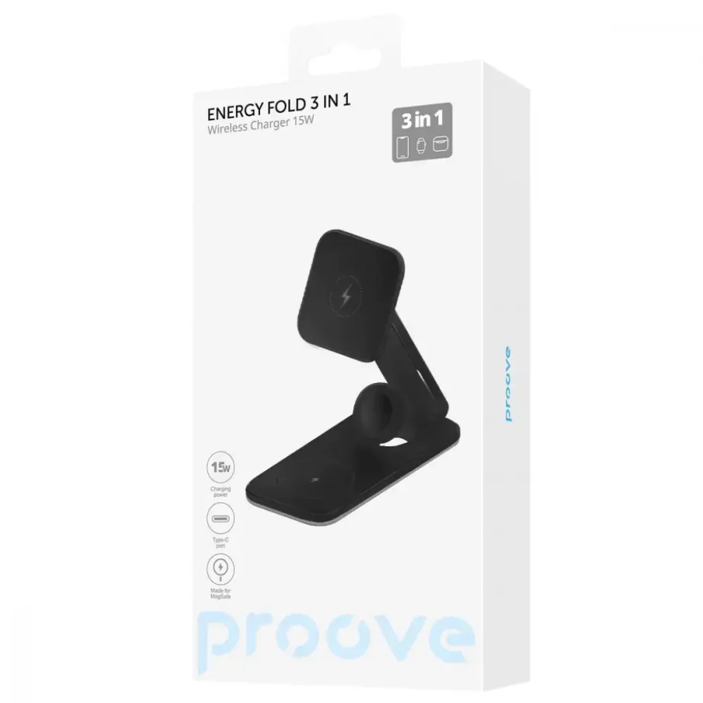 Беспроводная зарядка Proove Energy Fold 3 in 1 Black