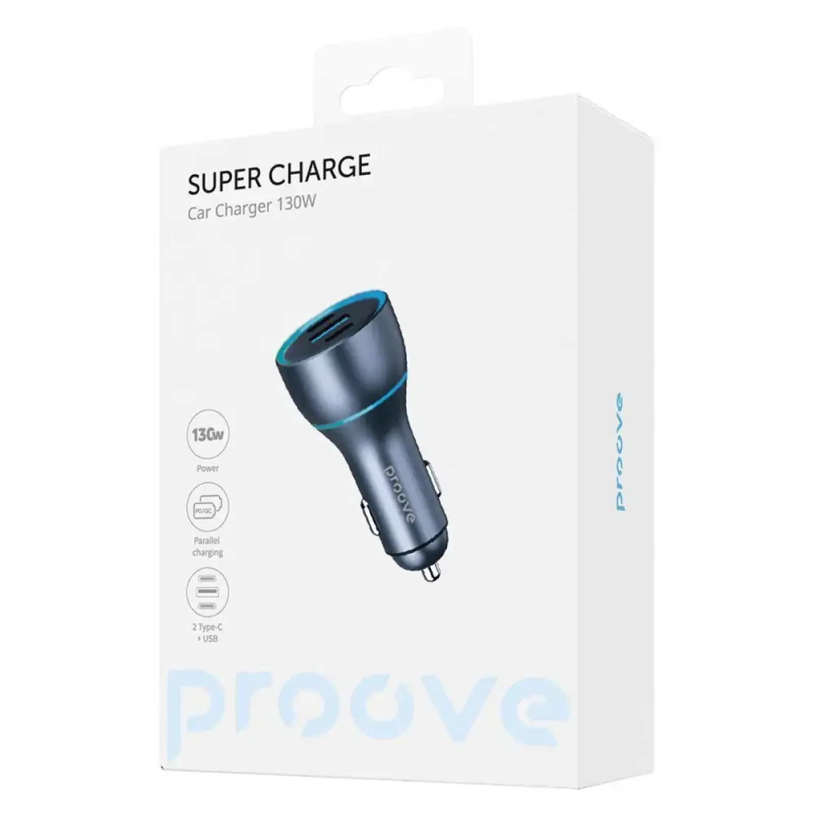 АЗУ Proove Super Charge 130W (2 Type-C + USB) Metal Gray