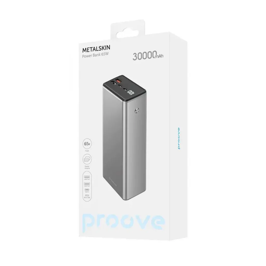Зовнішній акумулятор Proove Metalskin 65W 30000mAh Gray (PBM365210004)