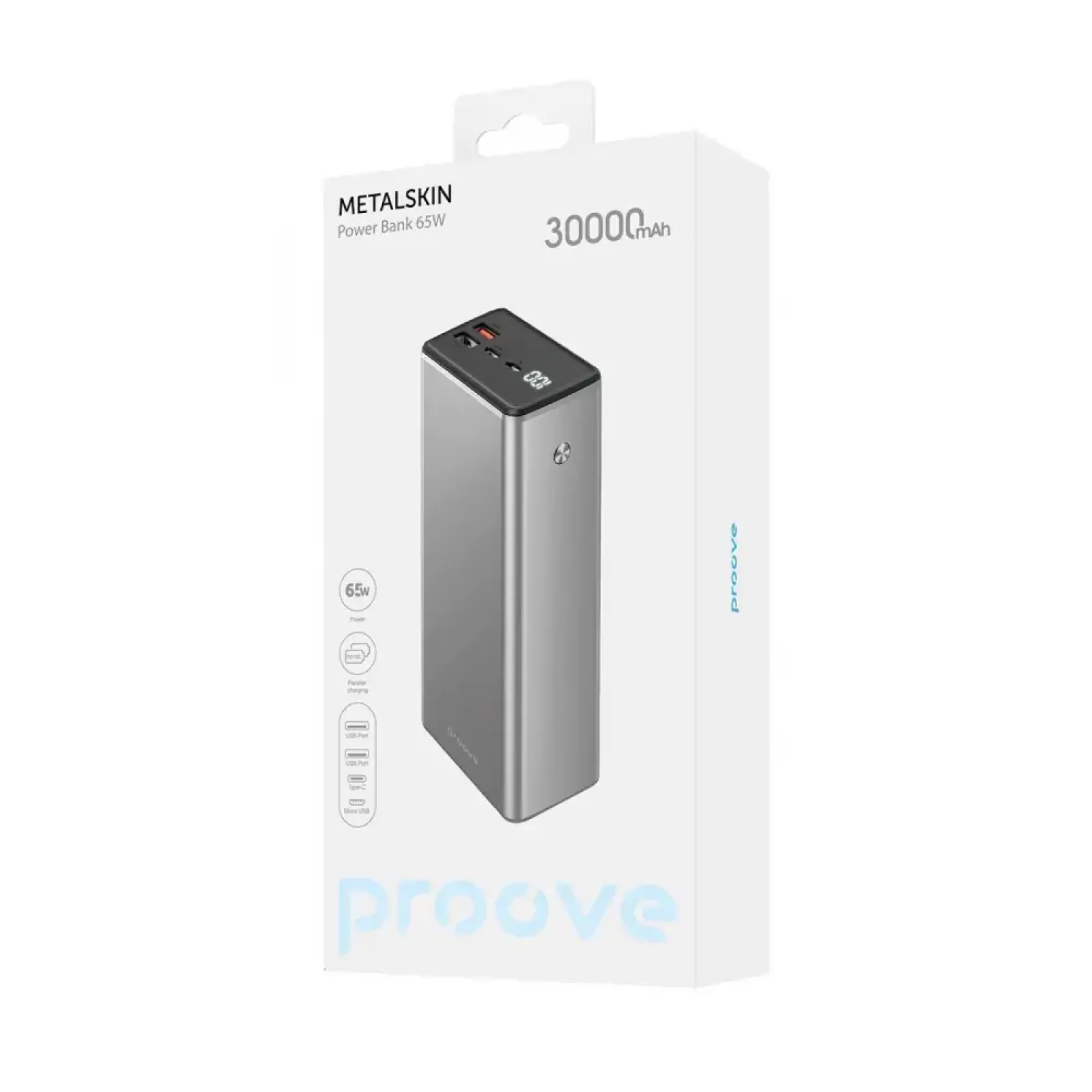 Внешний аккумулятор Proove Metalskin 65W 30000mAh Gray (PBM365210004)