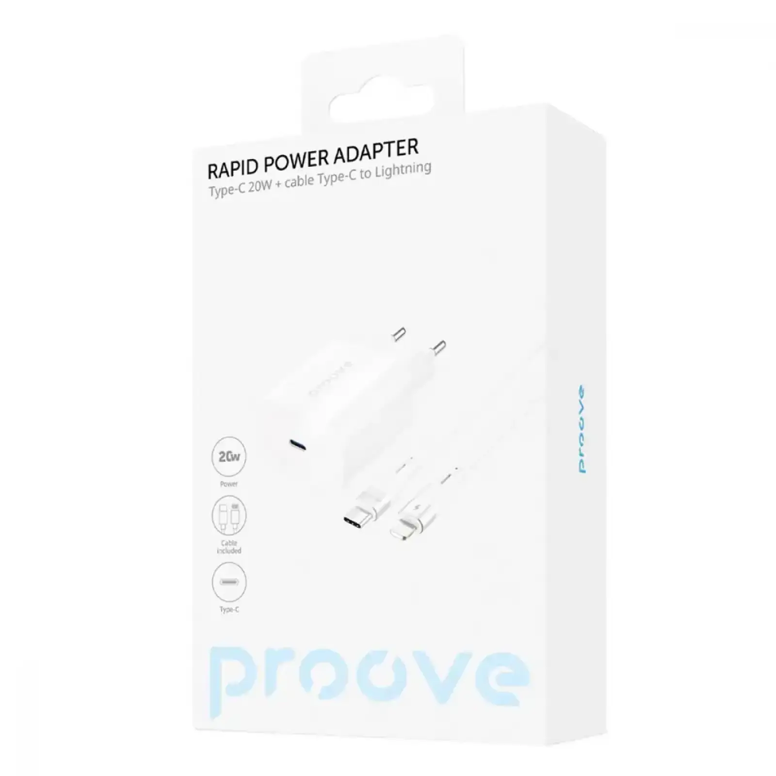 СЗУ Proove Rapid 20W (Type-C) + Кабель Type-C to Lightning White, WCRP20012102