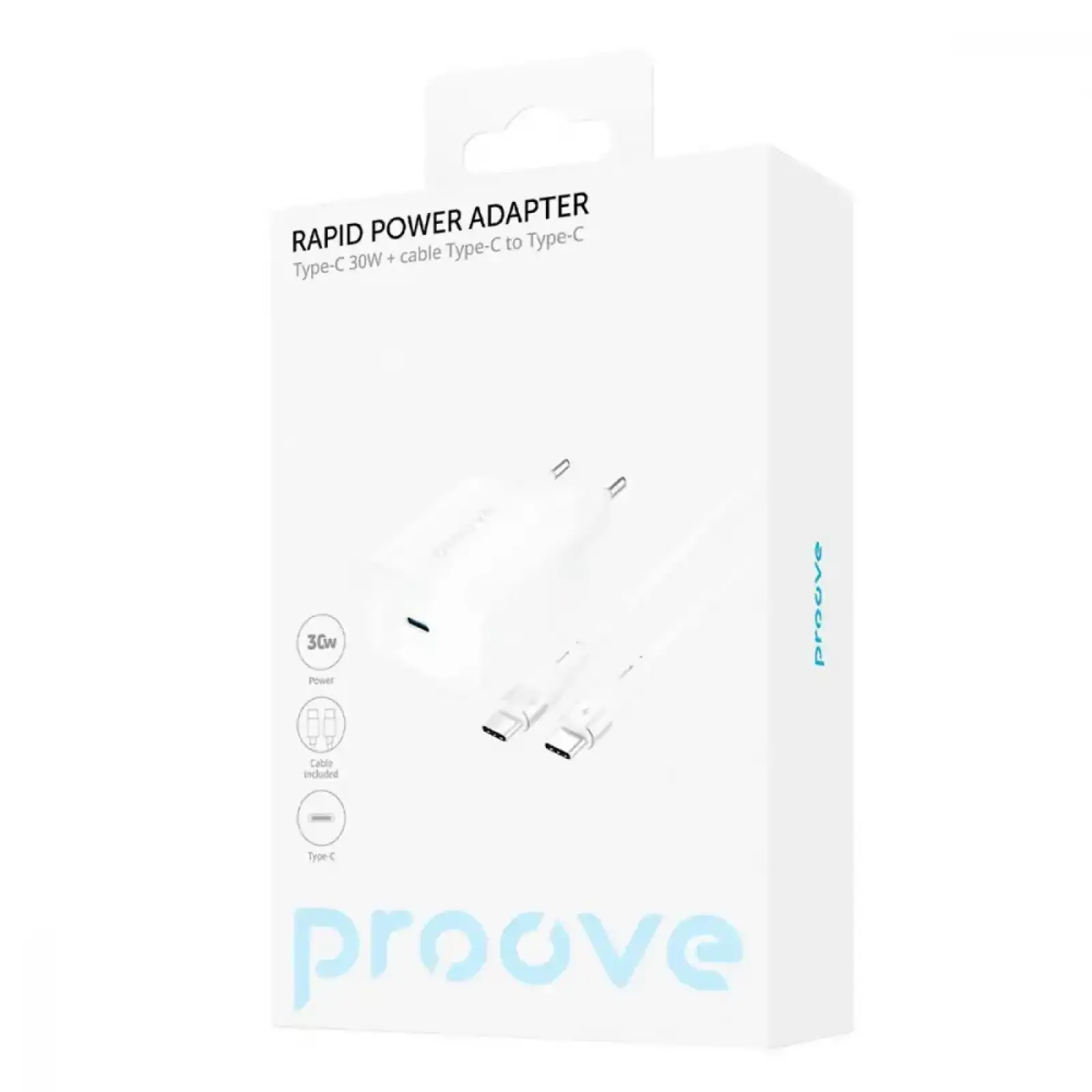 СЗУ Proove Rapid 30W (Type-C) + Кабель Type-C to Type-C white, WCRP30012202