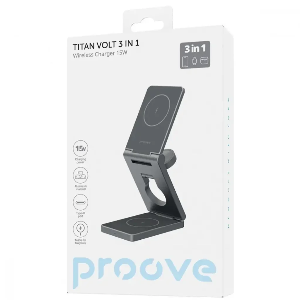 Бездротова зарядка Proove Titan Volt 3 in 1 Gray, WSTV15000003