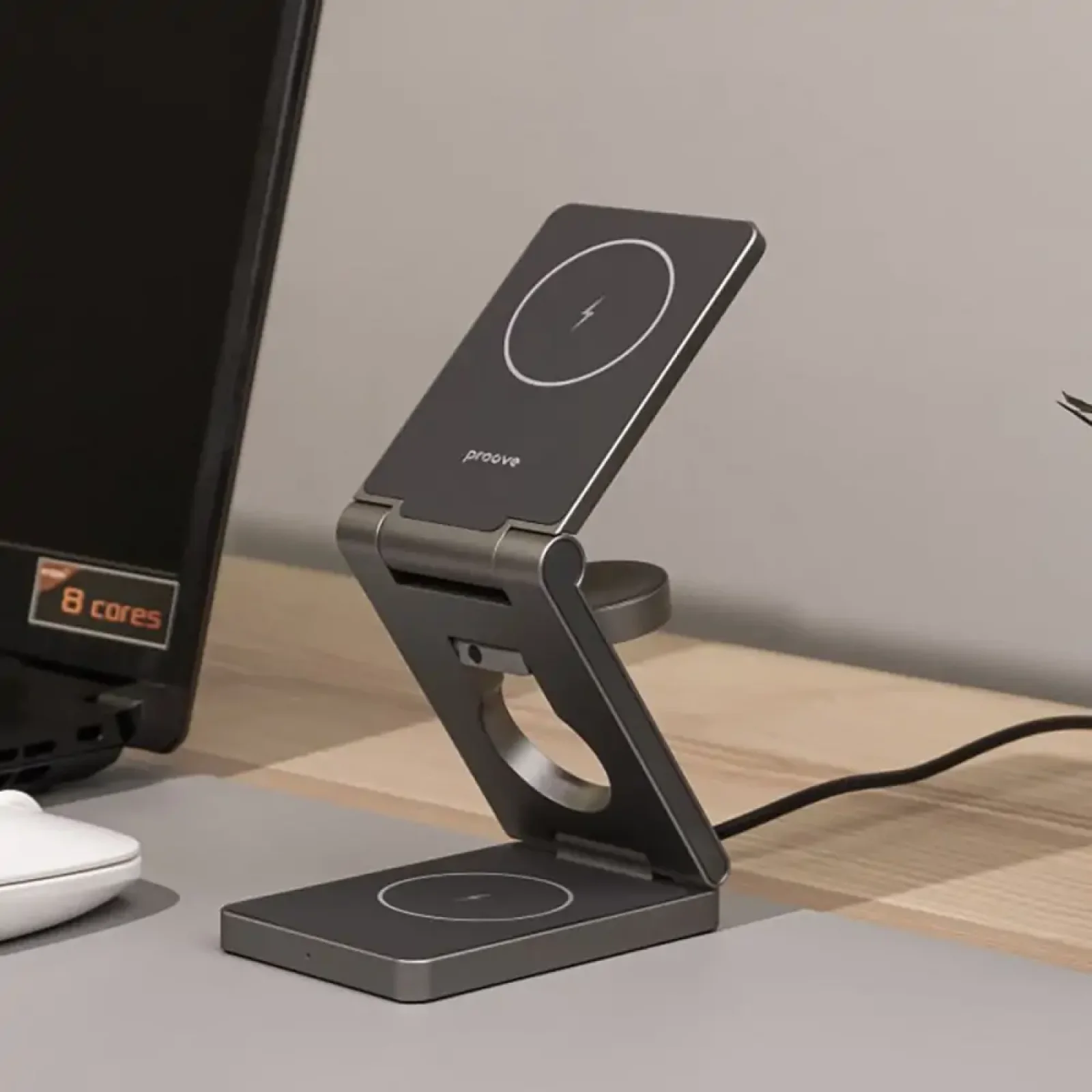 Беспроводная зарядка Proove Titan Volt 3 in 1 Gray, WSTV15000003