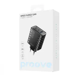 СЗУ Proove Speed Surge Gan 65W (USB + 2 Type-C) Black, WCSS60120001