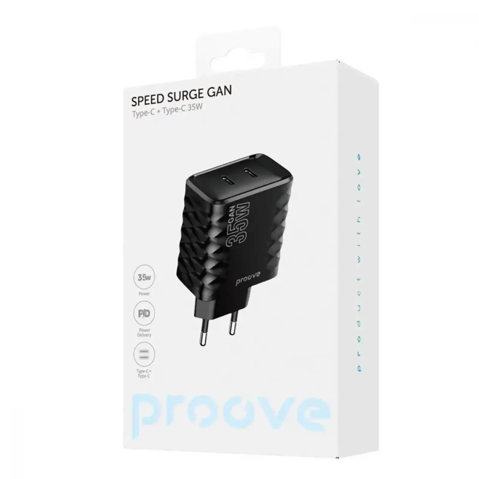 СЗУ Proove Speed Surge Gan 35W (Type-C + Type-C) Black, WCSS30020001