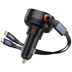 АЗУ Baseus Enjoyment Pro 60W (Type-C) + Retractable Type-C+Lightning Cables Black