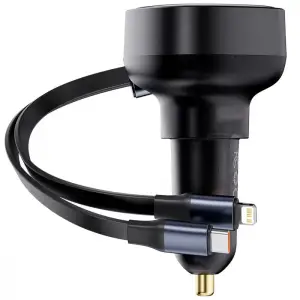 АЗУ Baseus Enjoyment Pro 60W (Type-C) + Retractable Type-C+Lightning Cables Black