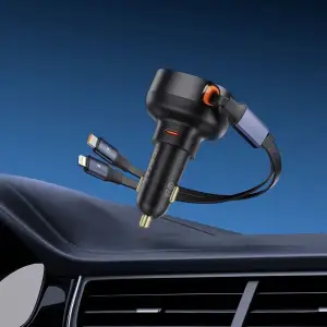 АЗУ Baseus Enjoyment Pro 60W (Type-C) + Retractable Type-C+Lightning Cables Black