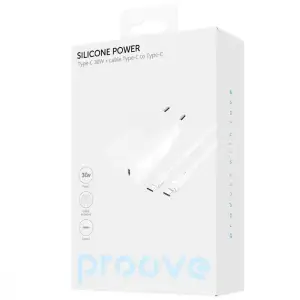 МЗП Proove Silicone Power 30W (Type-C) + Кабель Type-C to Type-C White, WCSP30022202