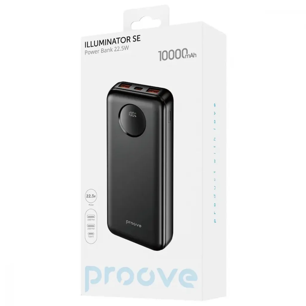 Зовнішній акумулятор Proove Illuminator SE 22.5W 10000mAh Black (588910001)