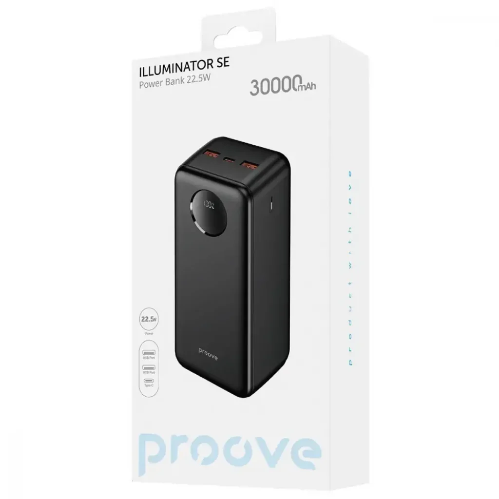 Зовнішній акумулятор Proove Illuminator SE 22.5W 30000mAh Black, PBIL30212201