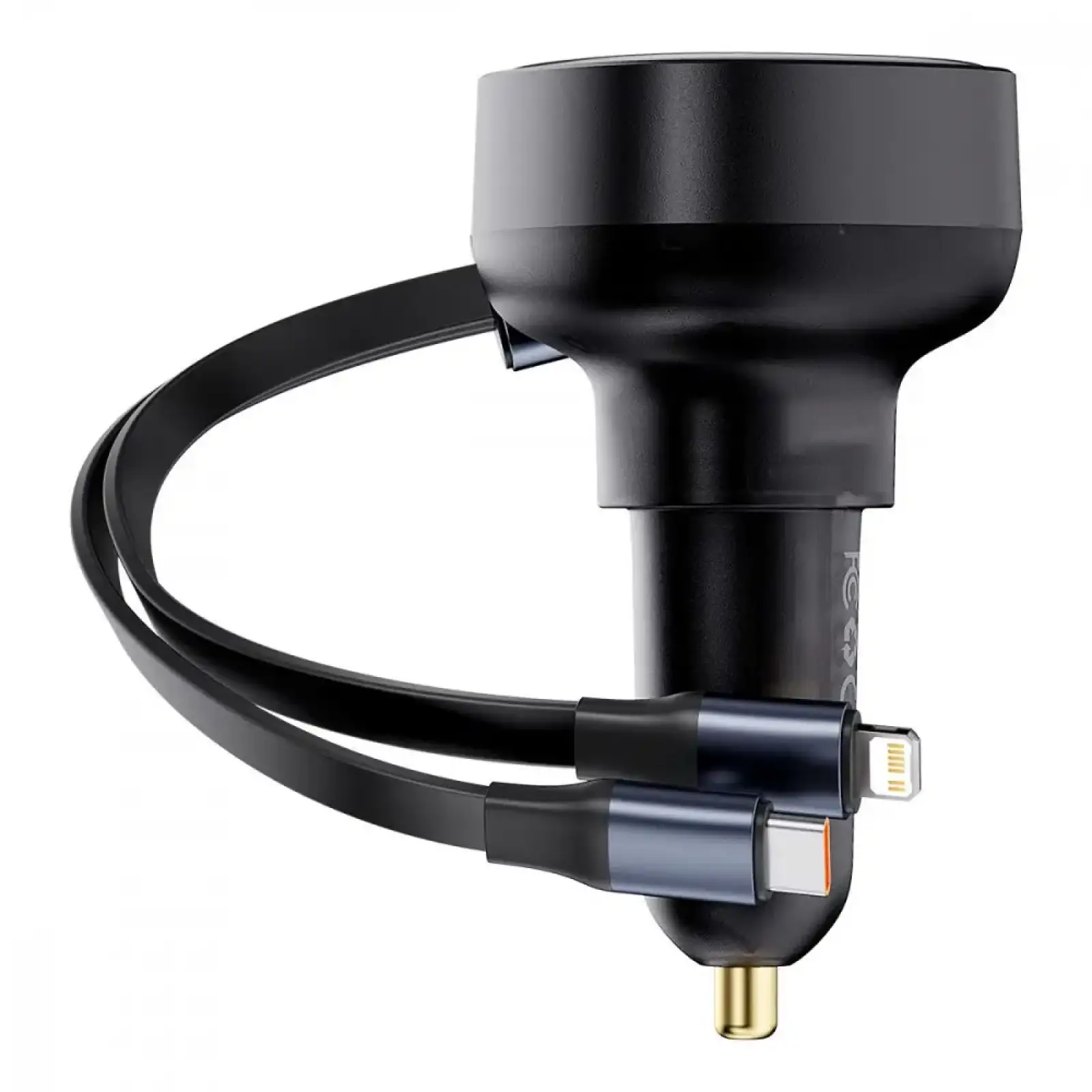 АЗП Baseus Enjoyment Pro 60W (USB) + Retractable Type-C+Lightning Cables Black