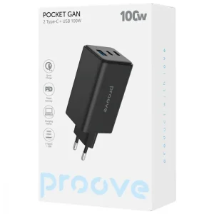 МЗП Proove Pocket GaN 100W (2Type-C + USB) Black, WCPG10012201