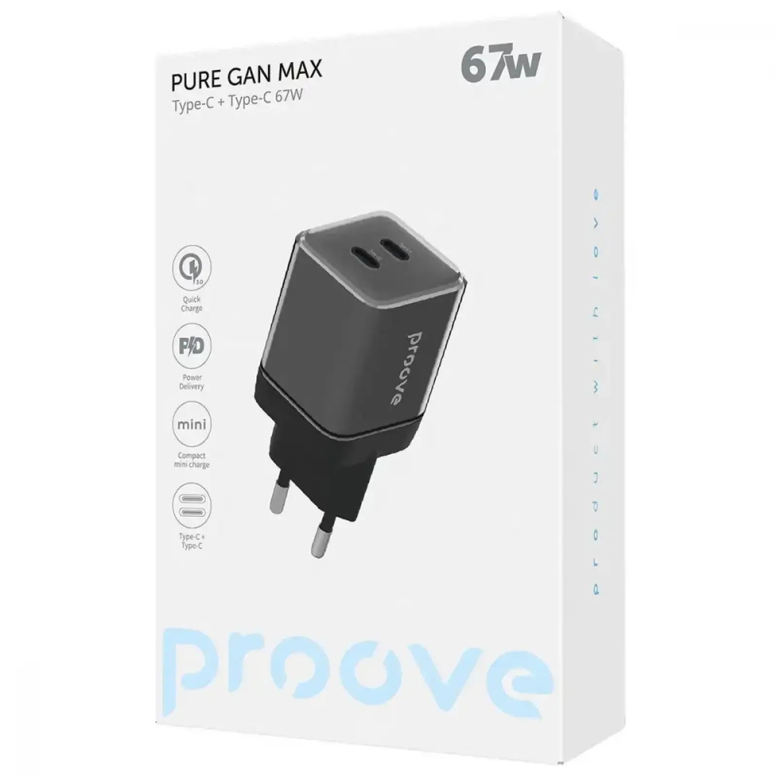 СЗУ Proove Pure GaN Max 67W (Type-C + Type-C) White, WCPU67022202