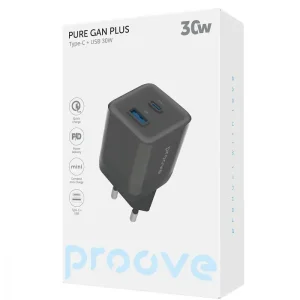 СЗУ Proove Pure GaN Plus 30W (Type-C + USB) White, WCPU30111202