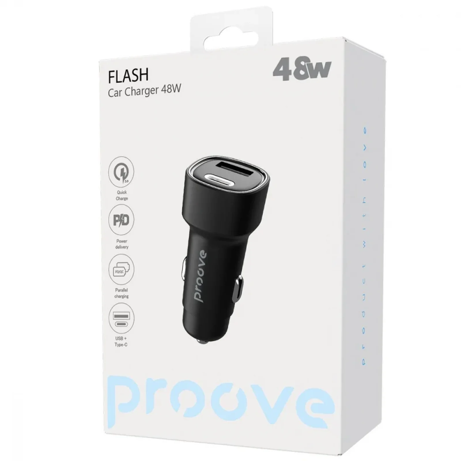 АЗП Proove Flash 48W (Type-C + USB) Black, CCFL48111201