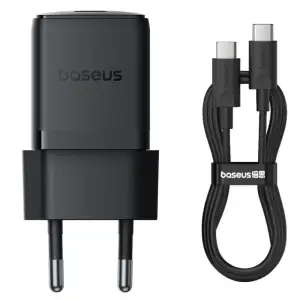 МЗП Baseus Palm Fast Charger 30W (Type-C) 30W + Кабель Type-C to Type-C 60W (1m) Black