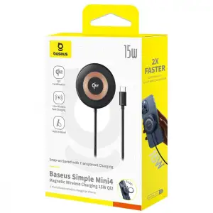 Бездротовий ЗП Baseus Simple Mini4 Qi2 15W Black