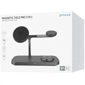 Беспроводная зарядка Proove Magnetic Field Pro 3 in 1 Qi2 Black (620390001)