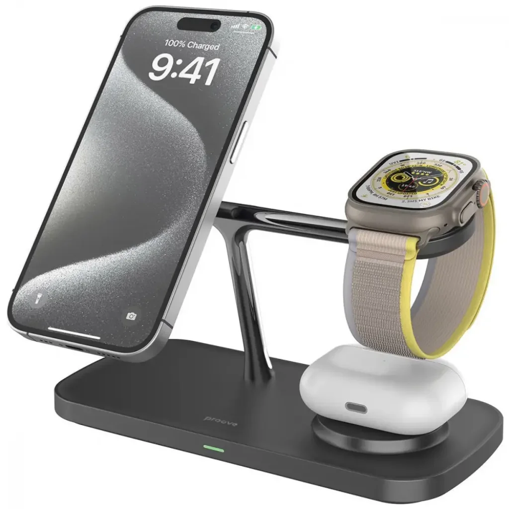 Беспроводная зарядка Proove Magnetic Field Pro 3 in 1 Qi2 Black (620390001)