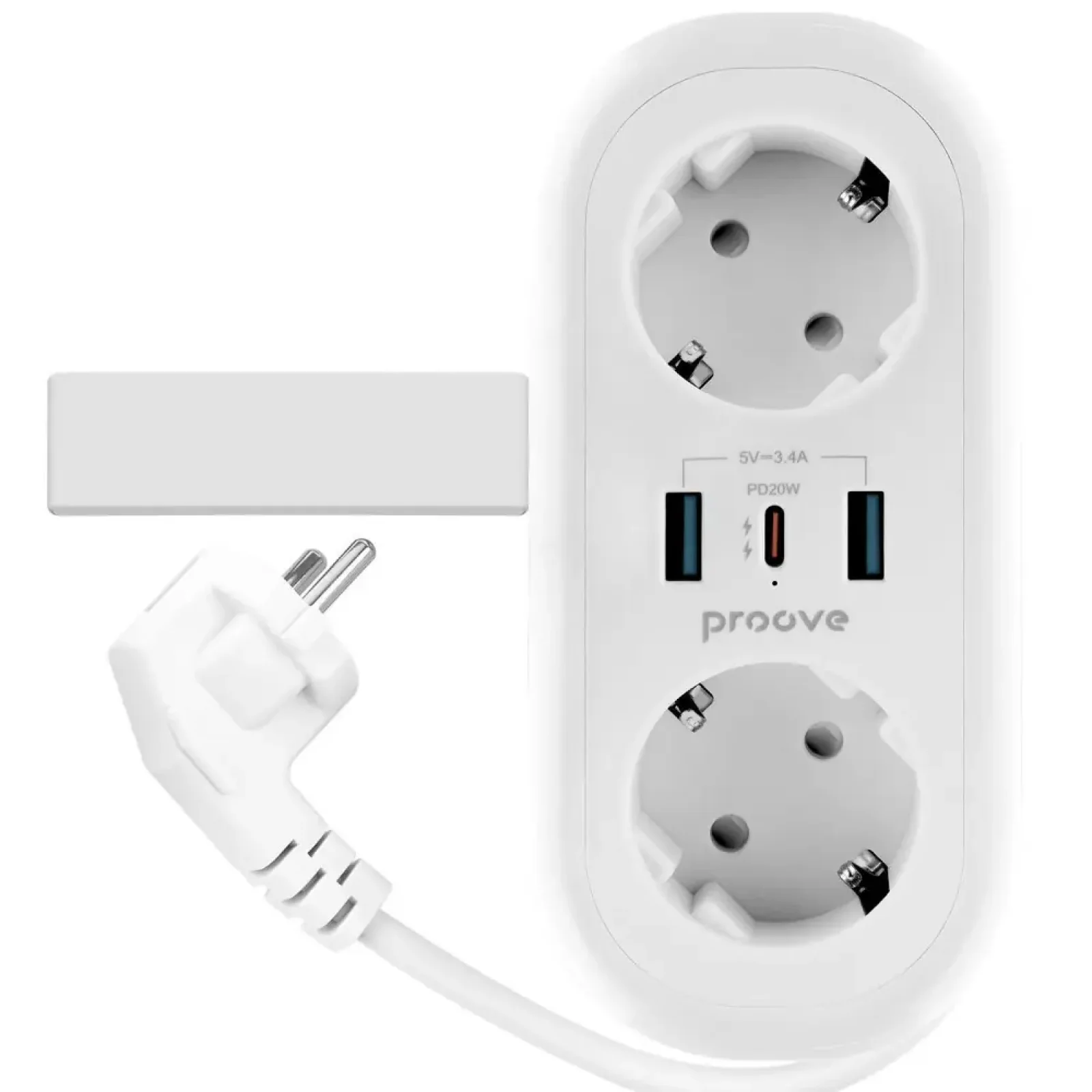 Сетевой фильтр Proove Supercoil 20W (2xAC + Type-C + 2xSB) 1.5m White (PSPS25002102)