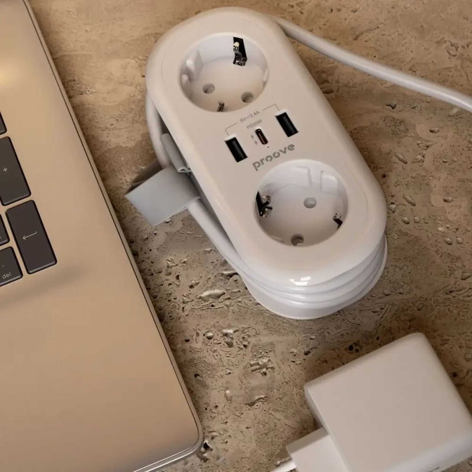 Сетевой фильтр Proove Supercoil 20W (2xAC + Type-C + 2xSB) 1.5m White (PSPS25002102)