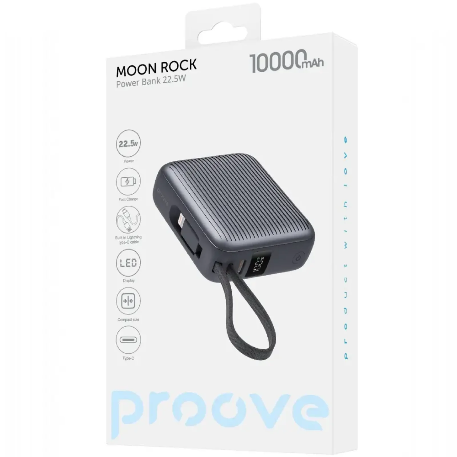 Зовнішній акумулятор Proove Moon Rock 22.5W 10000mAh Gray (PBM122012105)