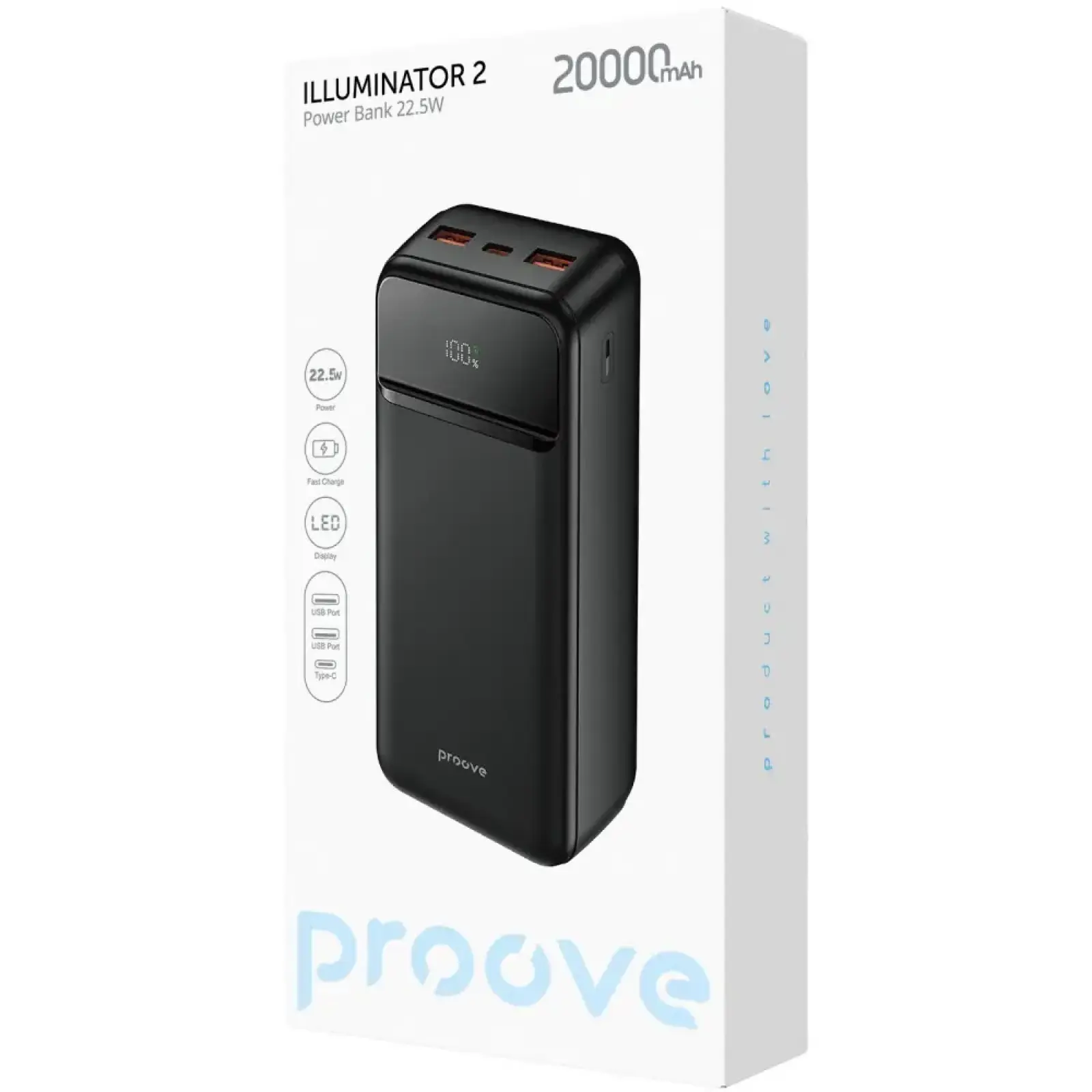 Внешний аккумулятор Proove Illuminator 2 20000mAh Black (PBIP20212201)