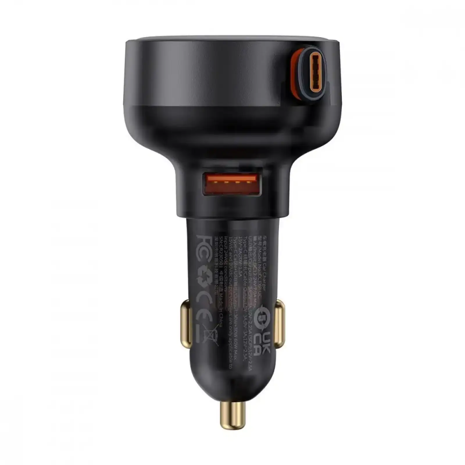 АЗП Baseus Enjoyment Pro 60W (USB) + Retractable Type-C Cable Black