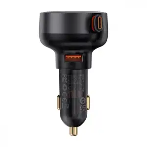АЗП Baseus Enjoyment Pro 60W (USB) + Retractable Type-C Cable Black