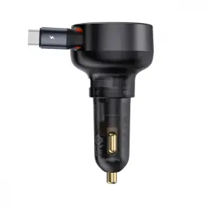 АЗП Baseus Enjoyment Pro 60W (USB) + Retractable Type-C Cable Black